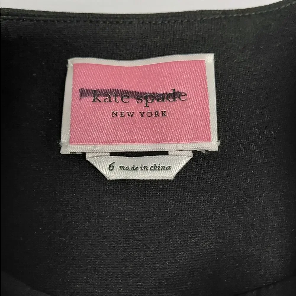 Kate Spade Womens Blazer Size 6 Black Quiet Luxury Chic Crystal Button Jacket - Picture 6 of 11